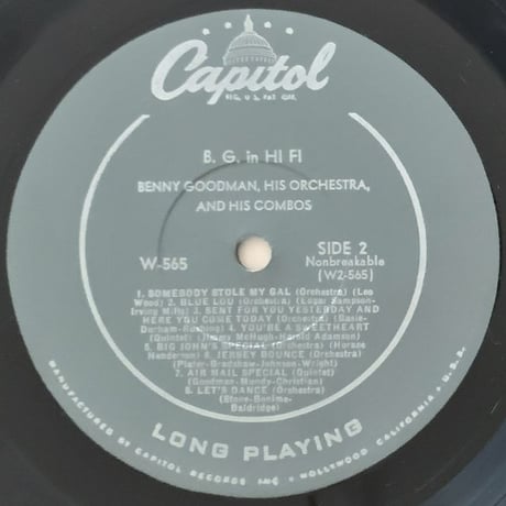 BENNY GOODMAN - B.G. in Hi-Fi (CAPITOL W565)