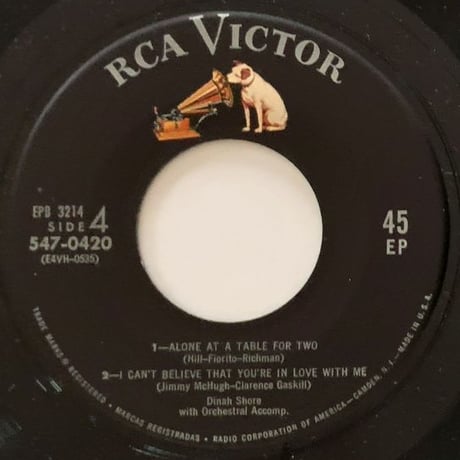 DINAH SHORE - Dinah Shore TV Show (RCA VICTOR EPB-3214) 7inch EP