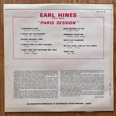 EARL HINES - Paris Session (DUCRETET THOMSON 300V140)