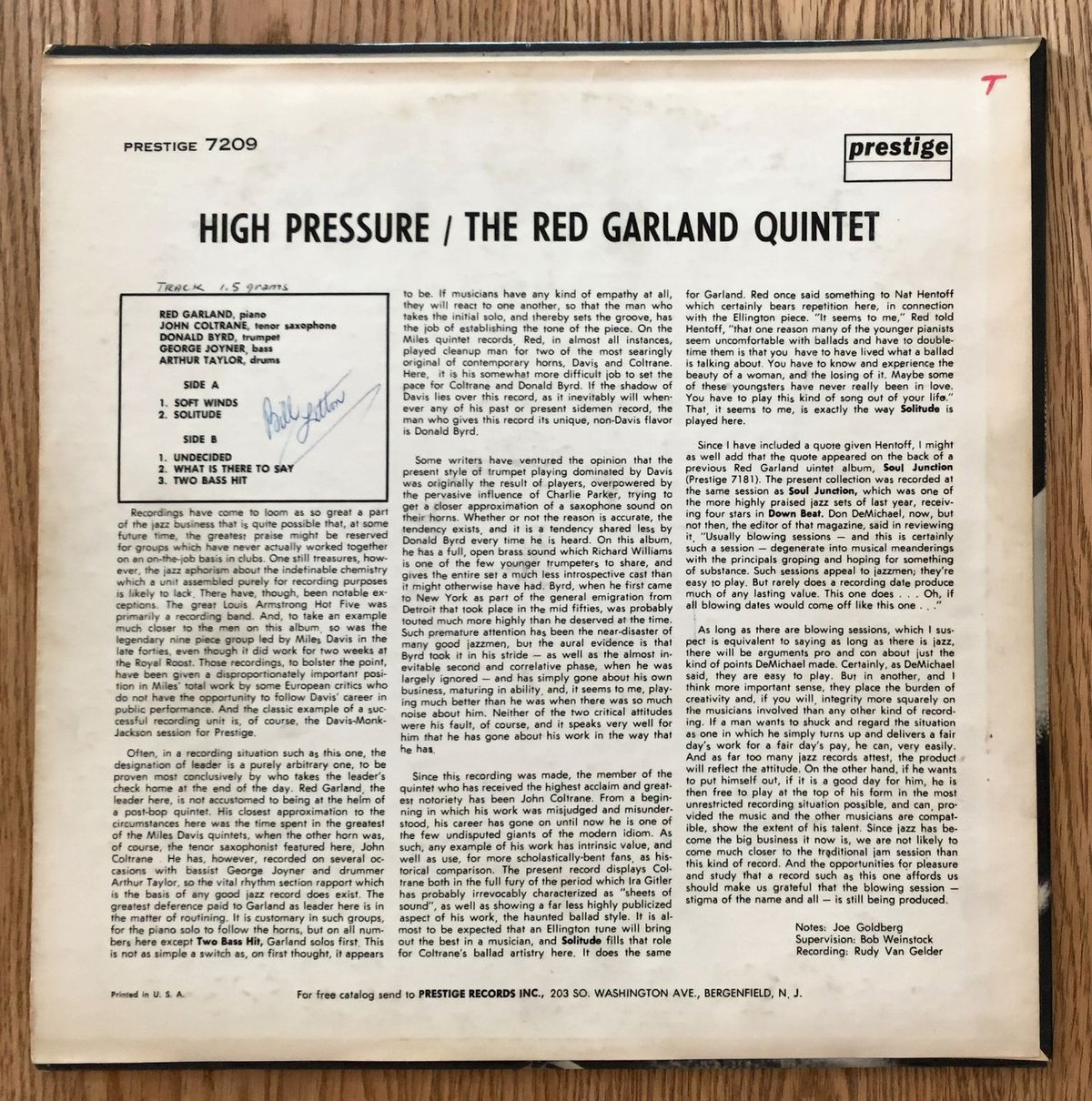 RED GARLAND - High Pressure (PRESTIGE PRLP7209)
