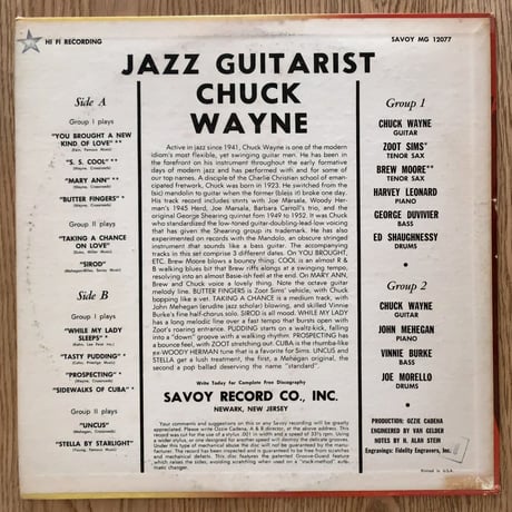 CHUCK WAYNE feat. ZOOT SIMS, BREW MOORE - The Jazz Guitarist (SAVOY MG12077)