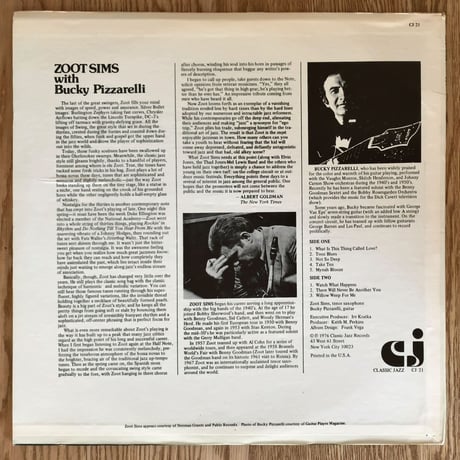ZOOT SIMS - with Bucky Pizzarelli (CLASSIC JAZZ CJ21)