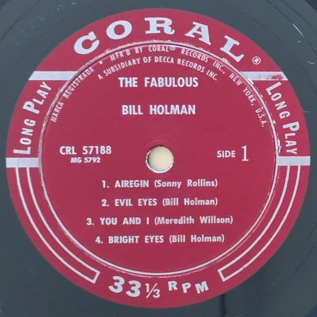 BILL HOLMAN - The Fabulous (CORAL CRL57188)