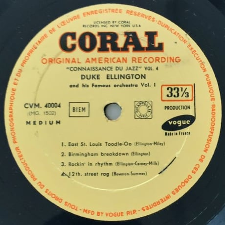 DUKE ELLINGTON - Connaissance du Jazz Vol.4 (CORAL/VOGUE CVM.40.004)