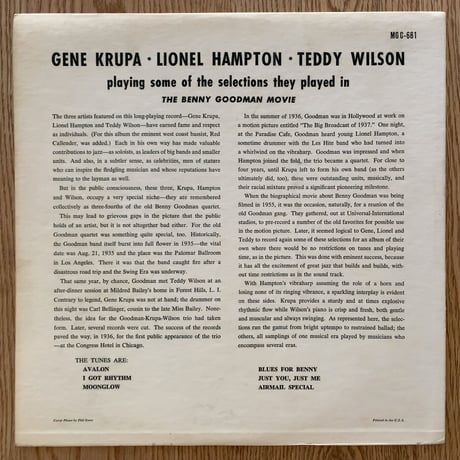 LIONEL HAMPTON, ART TATUM, BUDDY RICH - The Hampton - Tatum - Rich Trio (CLEF MGC-709)