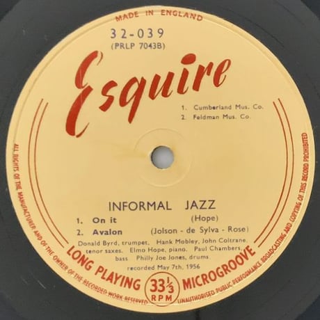 ELMO HOPE - Informal Jazz (ESQUIRE 32-039) UK