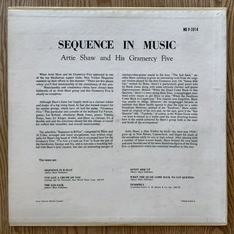 ARTIE SHAW - Sequence in Music (VERVE MGV-2014)
