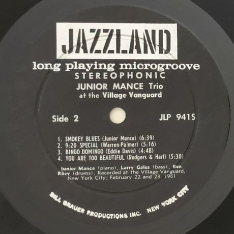 JUNIOR MANCE - at The Village Vanguard (JAZZLAND JLP941)