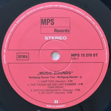 WOLFGANG DAUNER - Music Zounds (MPS/BASF MPS15270)