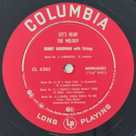 BENNY GOODMAN - Let's Hear The Melody (COLUMBIA CL6302)