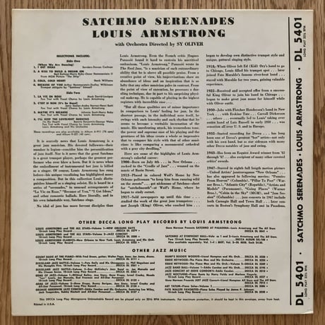 LOUIS ARMSTRONG - Satchmo Serenades (DECCA DL5401)