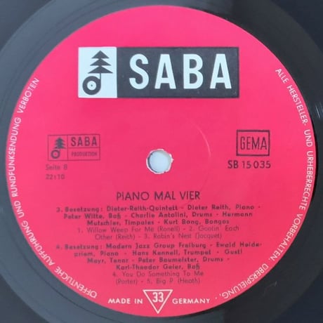 ELSIE BIANCHI, WOLFGANG DAUNER, DIETR REITH - Piano x 4 (SABA SB15035)