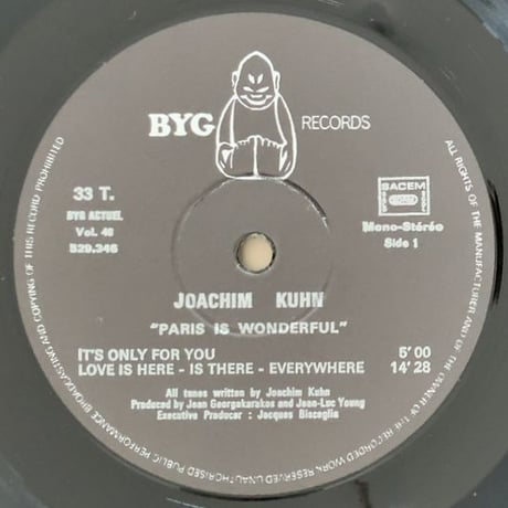 JOACHIM KUHN - Paris Is Wonderful (BYG 529.346)