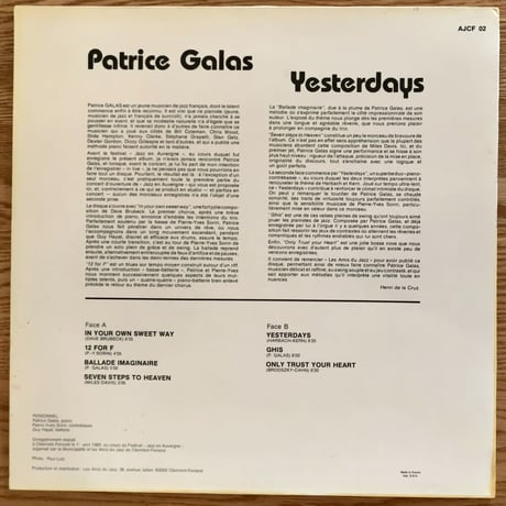 PATRICE GALAS - Yesterdays (A.J.G.F. AJCF02)