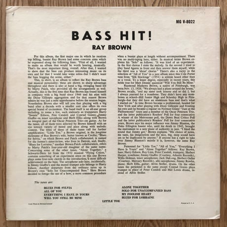 RAY BROWN - Bass Hit! (VERVE MGV-8022)