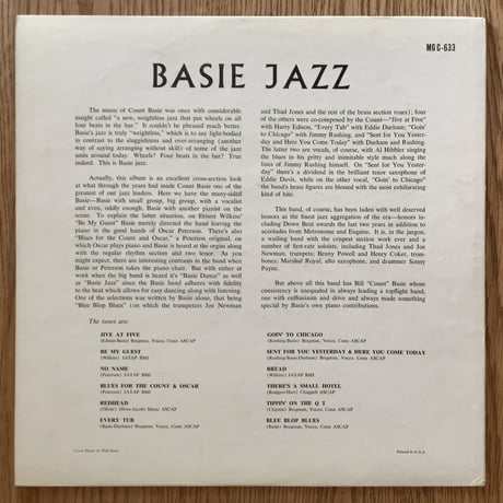 COUNT BASIE - Basie / Jazz (CLEF MGC-633)