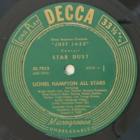 LIONEL HAMPTON - Just Jazz (DECCA DL7013)