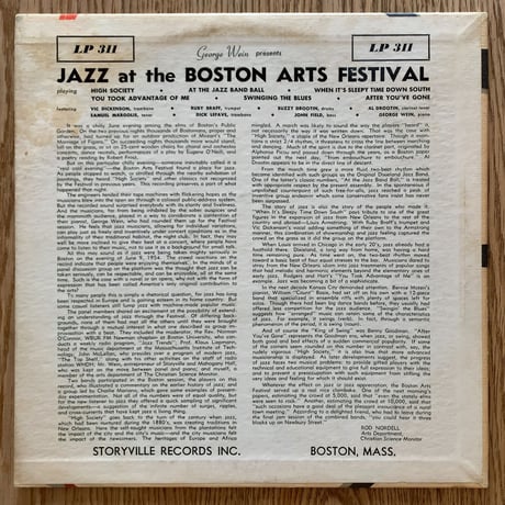 VIC DICKENSON, RUBY BRAFF - Jazz at The Boston Arts Festival (STORYVILLE LP311)