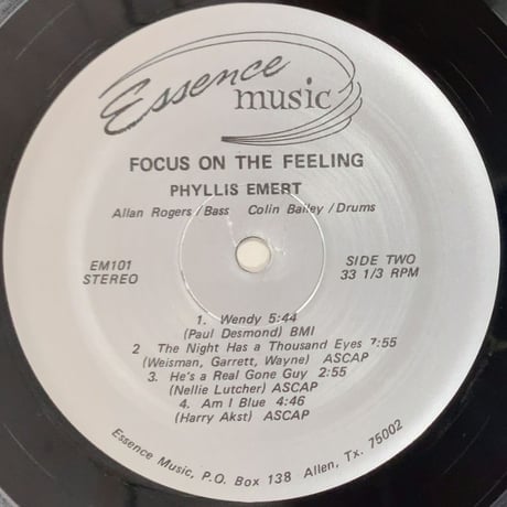 PHYLLIS EMERT - Focus On The Feeling (ESSENSE MUSIC EM101)