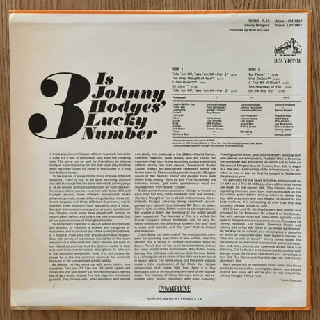 JOHNNY HODGES - Triple Play (RCA VICTOR LSP-3867)