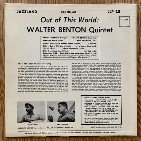 WALTER BENTON - Out of This World (JAZZLAND JLP28)