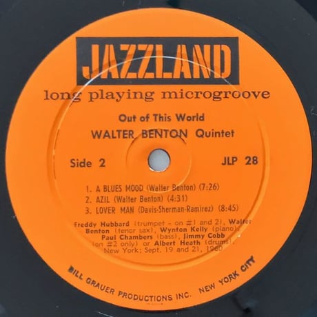 WALTER BENTON - Out of This World (JAZZLAND JLP28)