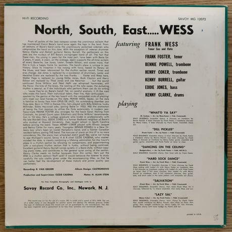 FRANK WESS - North, South, East, Wess (SAVOY MG12072)