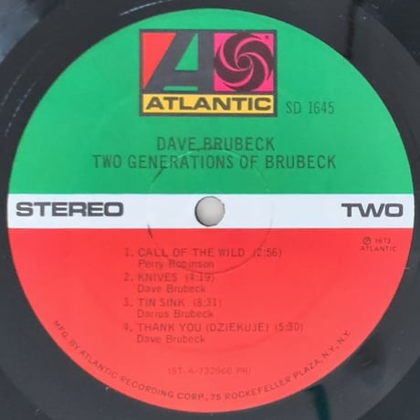 DAVE BRUBECK - Two Generations of Brubeck (ATLANTIC SD1645)