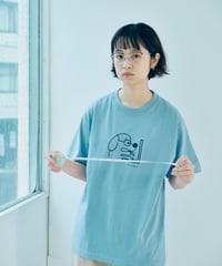 【利口.×kenkagami】お利口犬Tシャツ 01（アシッドブルー）
