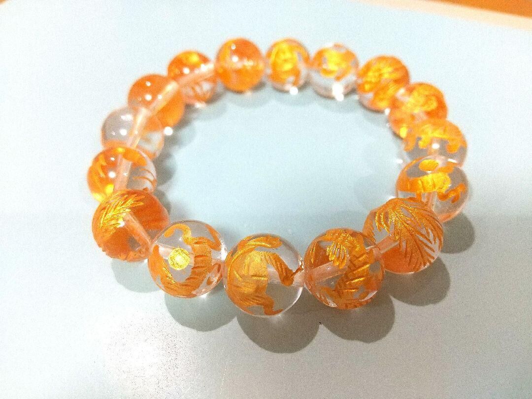 〇金彫四神水晶〇クォーツ天然石パワーストーンブレスレット内径15.5cm±5mm fit=scale-down,w=1200