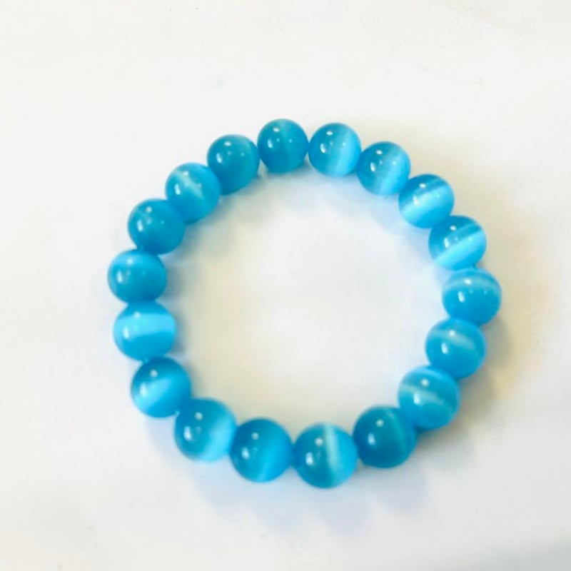 ○青色 キャッツアイ ○落ち着いたブルーの猫目石 10㎜ 内径約15.0