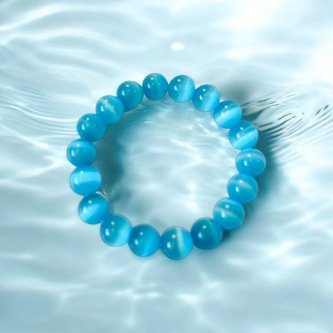 ○青色 キャッツアイ ○落ち着いたブルーの猫目石 10㎜ 内径約15.0