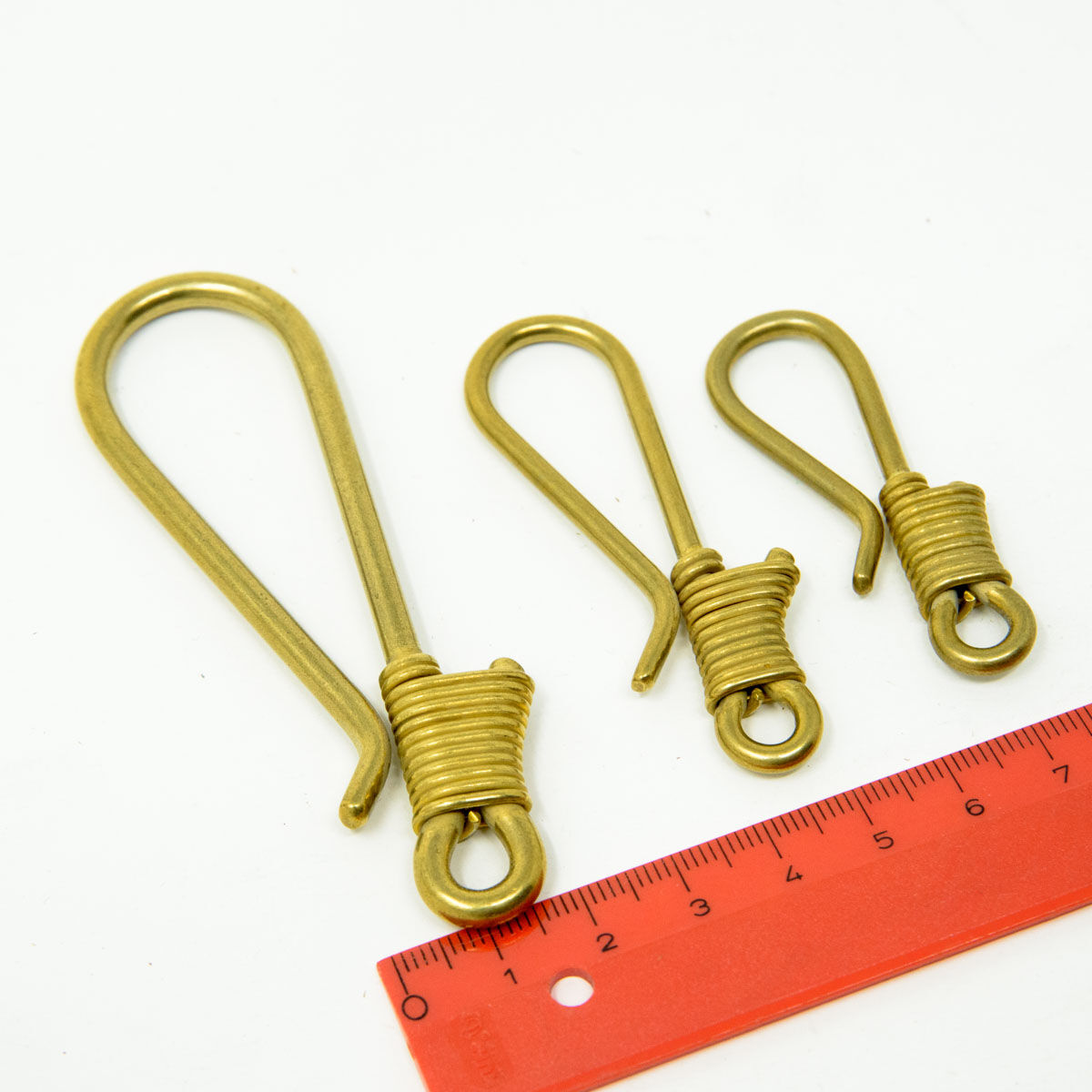 デッドストックレザークラフト金具【真鍮釣り針コイルフックS、M、L