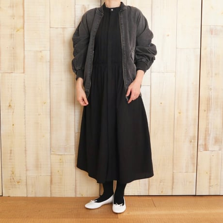 universal tissu バンドカラープリーツシャツワンピース