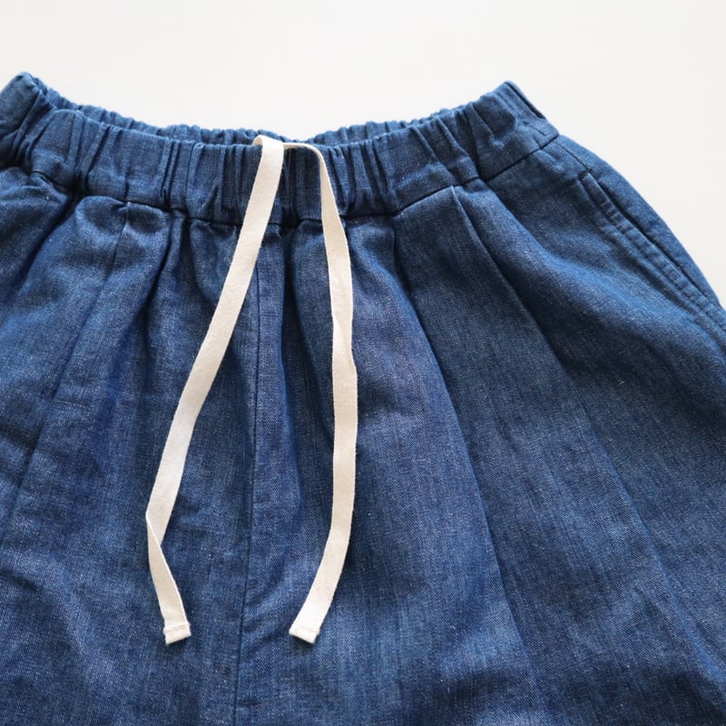 新品 TRAVAIL MANUEL コットンリネン デニムバームパンツ イージー TRAVAIL MANUEL コットンリネンデニムバームパンツ | stock