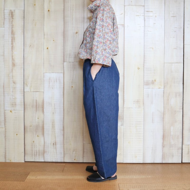 新品 TRAVAIL MANUEL コットンリネン デニムバームパンツ イージー TRAVAIL MANUEL コットンリネンデニムバームパンツ | stock