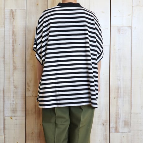 TISSU クラシック天竺モックネックワイド5分袖Tシャツ