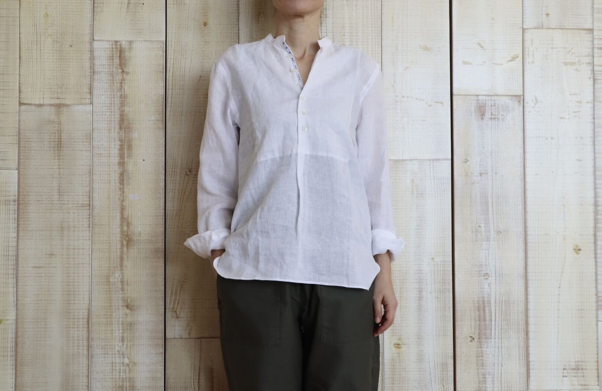 SOUTIENCOL バンドカラーオータムリネンプルオーバー | stock