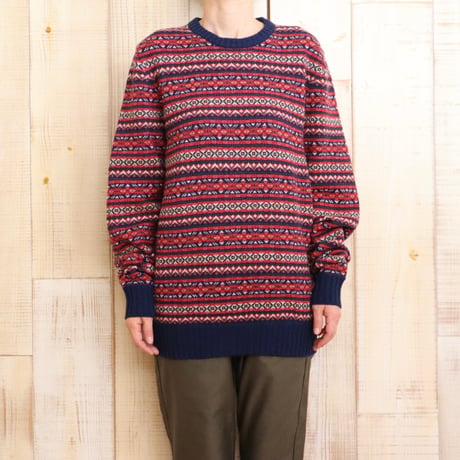 ALAN PAINE クルーネック柄プルオーバーニット