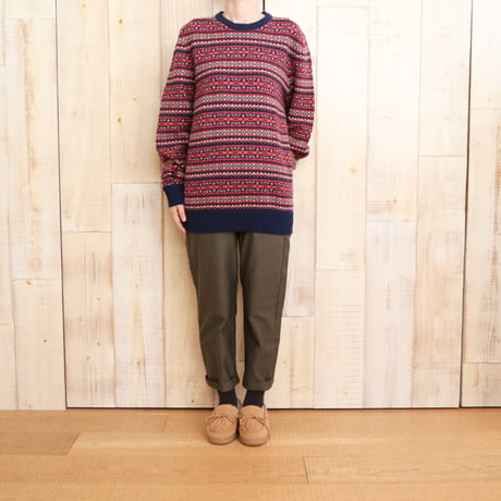 ALAN PAINE クルーネック柄プルオーバーニット