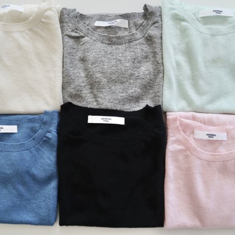 universal tissu カシミヤシルクハーフスリーブプルオーバー