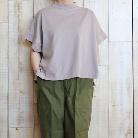 TISSU クラシック天竺モックネックワイド5分袖Tシャツ