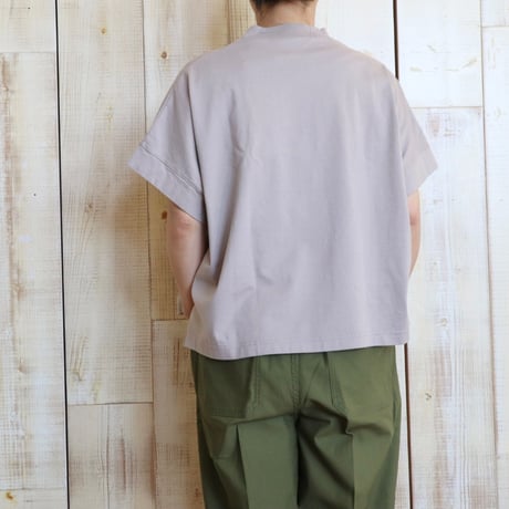 TISSU クラシック天竺モックネックワイド5分袖Tシャツ