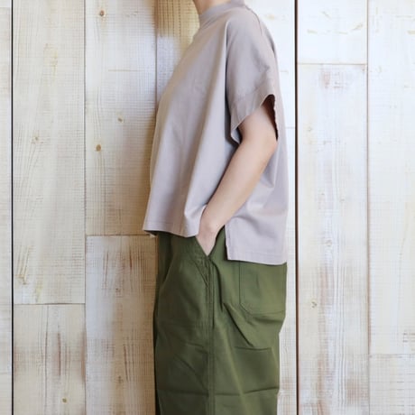 TISSU クラシック天竺モックネックワイド5分袖Tシャツ