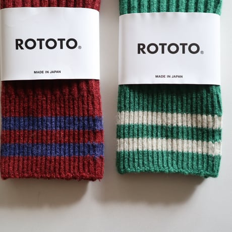 ROTOTO メリノラムズウールストライプハンドウォーマー