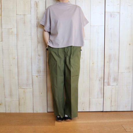 TISSU クラシック天竺モックネックワイド5分袖Tシャツ