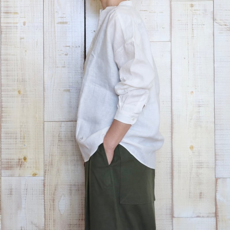 gardens of paradise リネンバンドカラープルオーバーシャツ | stock