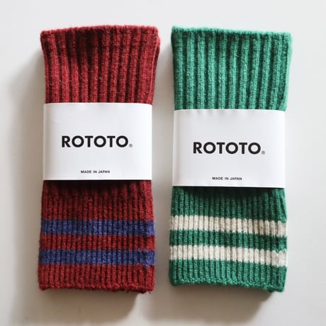 ROTOTO メリノラムズウールストライプハンドウォーマー