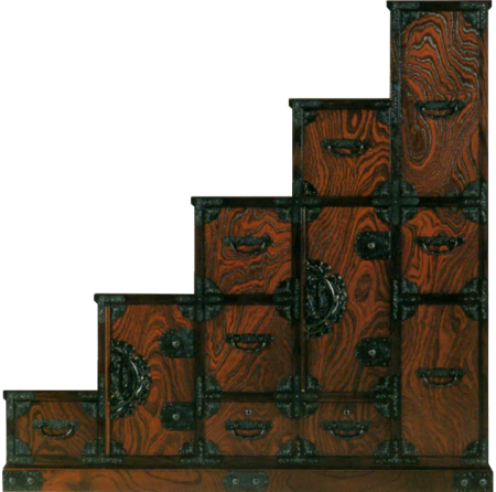 筑後民芸 彩り階段チェスト(左下り)【受注生産】 「購入前に納期をお