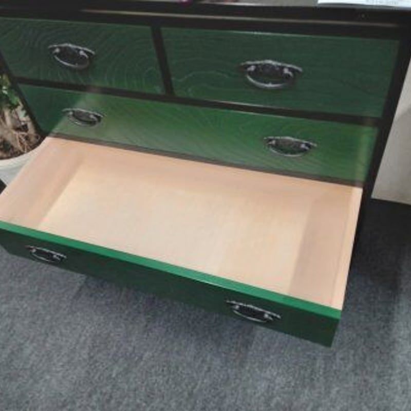 榎津民芸 90チェスト_緑 黒 「購入前に納期をお問い合わせ下さい」「開